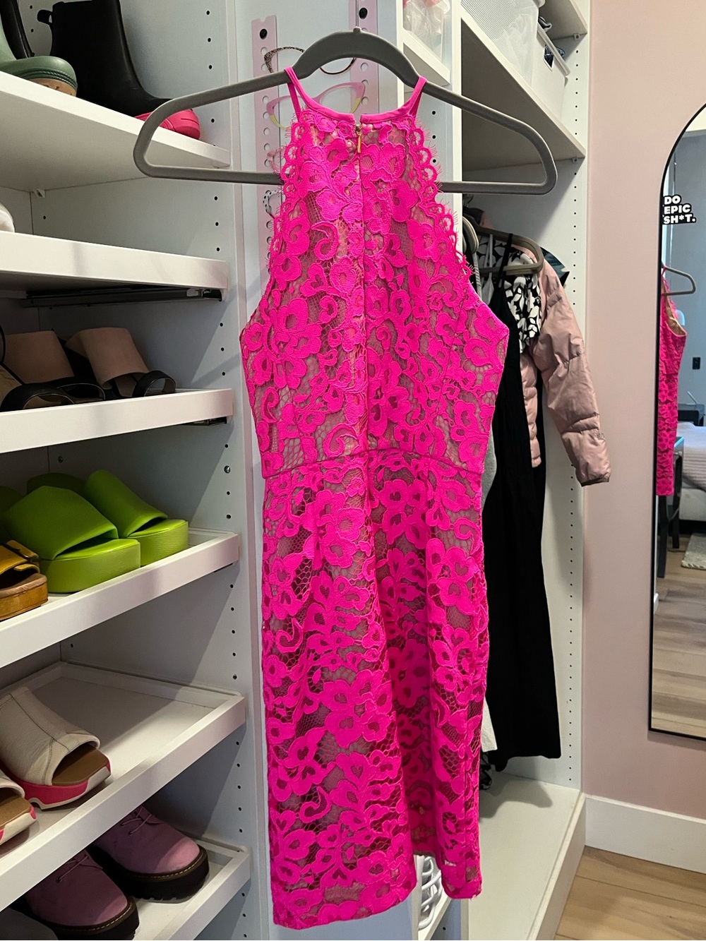 Trina Turk Fuchsia Lace Halter Dress